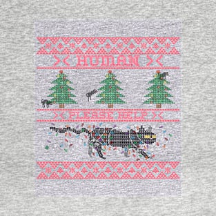 Human Please Help Christmas Cat Design T-Shirt